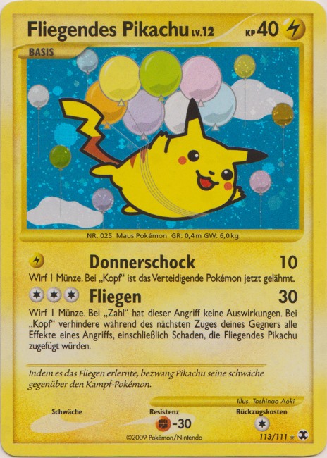 Fliegendes Pikachu 113 — Rising Rivals (German Pokémon TCG card)