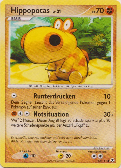 Hippopotas 64 — Rising Rivals (German Pokémon TCG card)