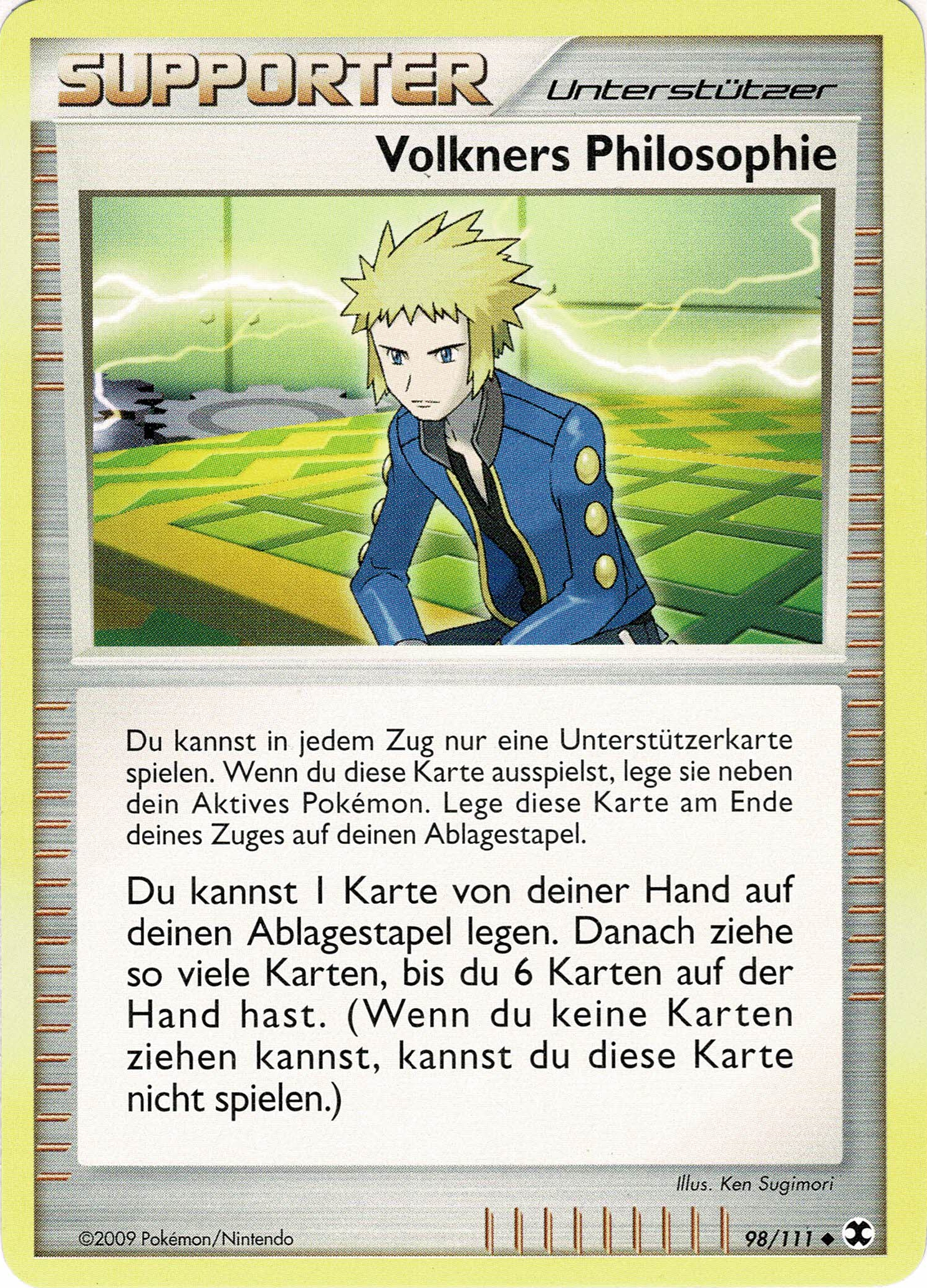 Volkners Philosophie 98 — Rising Rivals (German Pokémon TCG card)