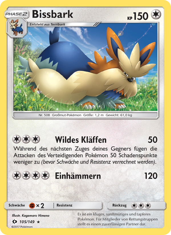 Bissbark 105 — Sun & Moon (German Pokémon TCG card)