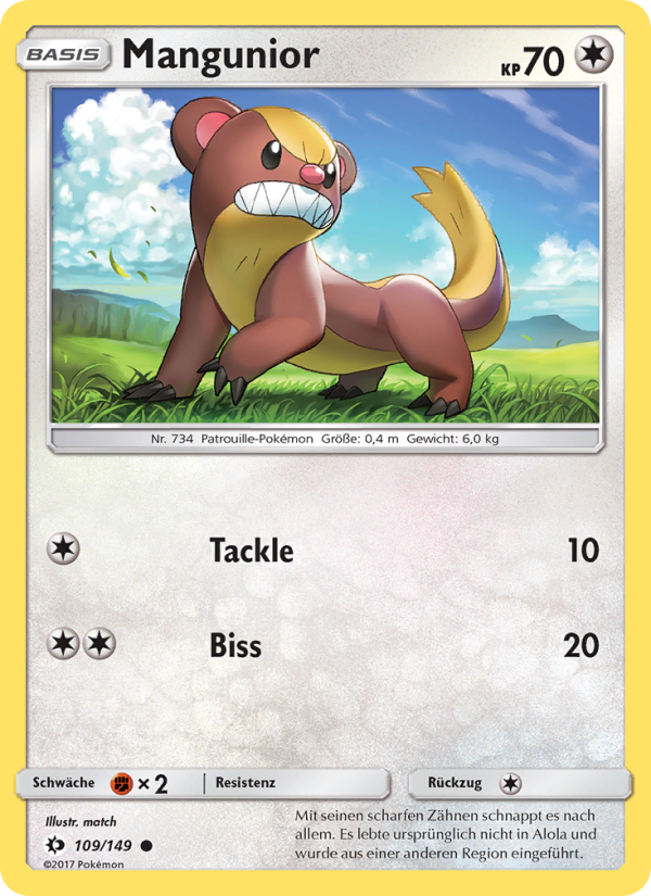 Mangunior 109 — Sun & Moon (German Pokémon TCG card)