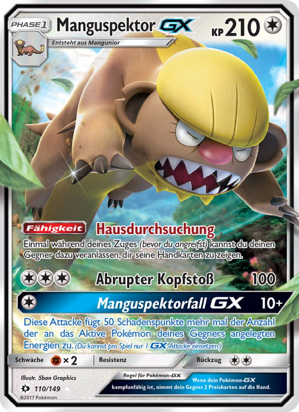 Manguspektor GX 110 — Sun & Moon (German Pokémon TCG card)