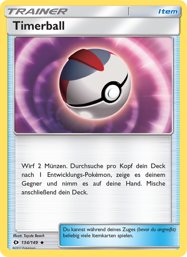 Timerball 134 — Sun & Moon (German Pokémon TCG card)