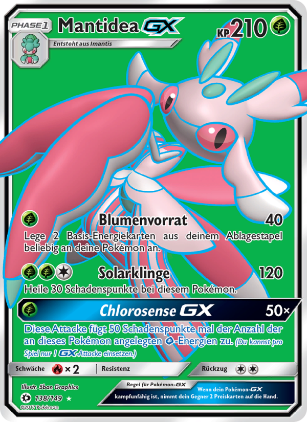 Mantidea GX 138 — Sun & Moon (German Pokémon TCG card)