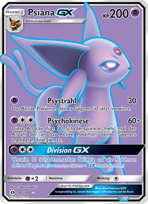 Psiana GX 140 — Sun & Moon (German Pokémon TCG card)