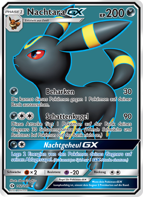 Nachtara GX 142 — Sun & Moon (German Pokémon TCG card)