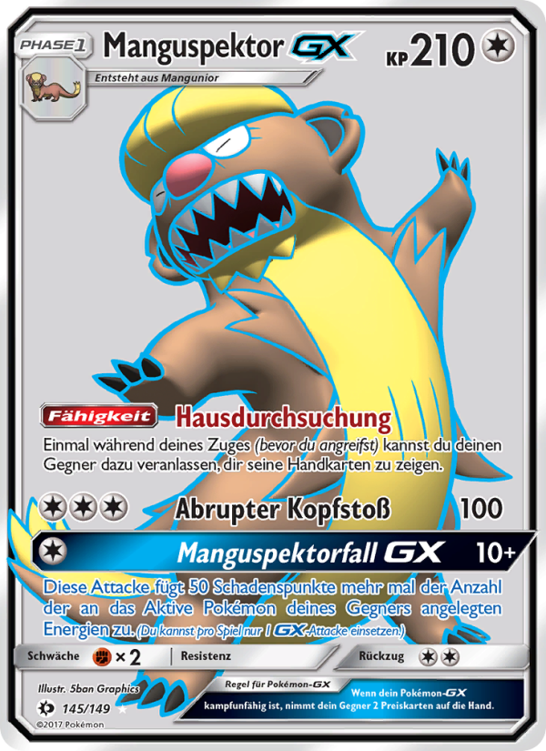 Manguspektor GX 145 — Sun & Moon (German Pokémon TCG card)