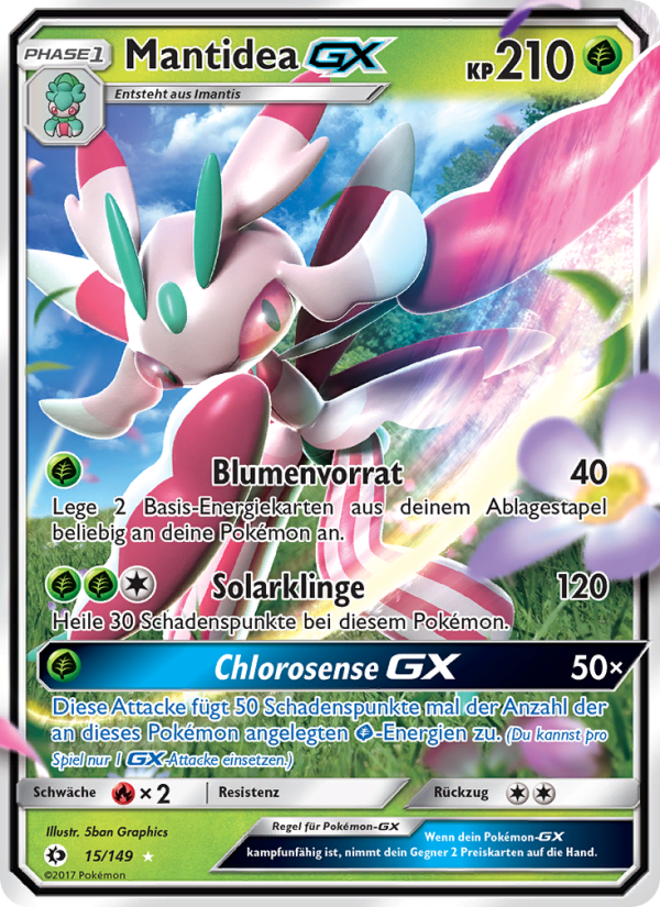 Mantidea GX 15 — Sun & Moon (German Pokémon TCG card)