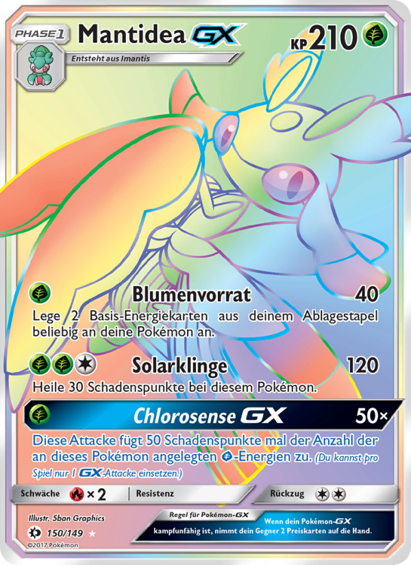 Mantidea GX 150 — Sun & Moon (German Pokémon TCG card)