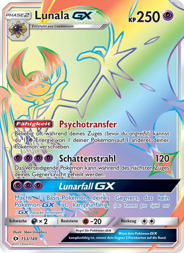 Lunala GX 153 — Sun & Moon (German Pokémon TCG card)