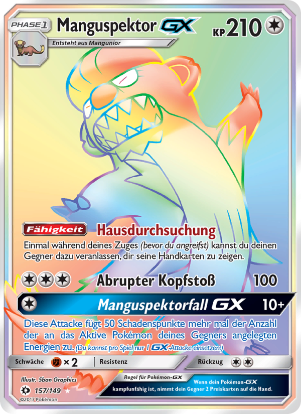 Manguspektor GX 157 — Sun & Moon (German Pokémon TCG card)