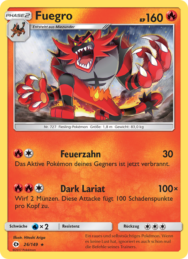 Fuegro 26 — Sun & Moon (German Pokémon TCG card)