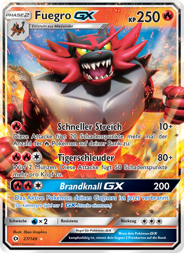 Fuegro GX 27 — Sun & Moon (German Pokémon TCG card)