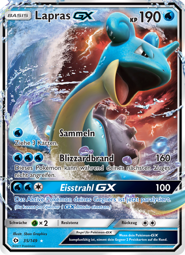 Lapras GX 35 — Sun & Moon (German Pokémon TCG card)
