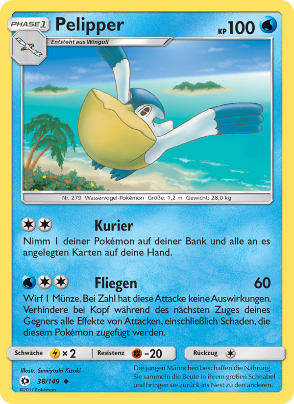Pelipper 38 — Sun & Moon (German Pokémon TCG card)