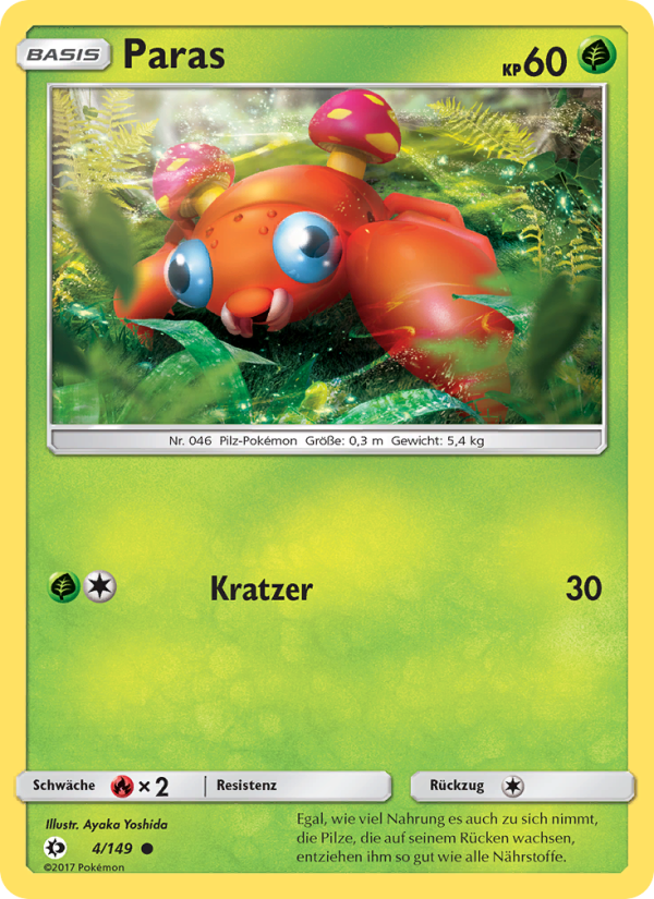 Paras 4 — Sun & Moon (German Pokémon TCG card)