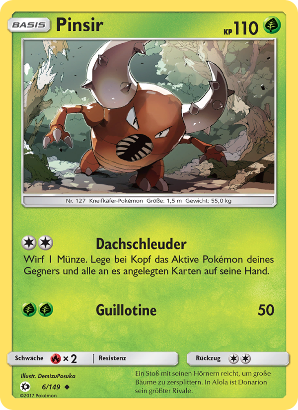 Pinsir 6 — Sun & Moon (German Pokémon TCG card)