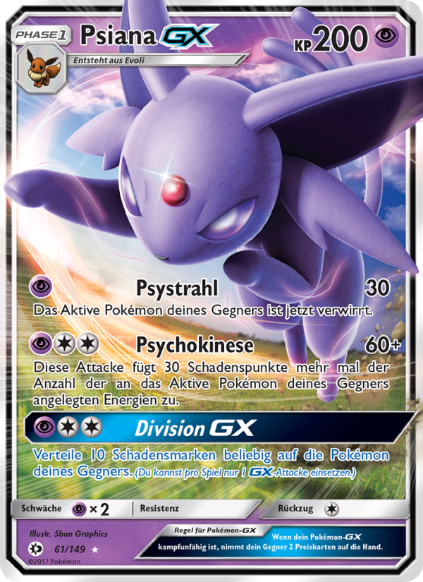 Psiana GX 61 — Sun & Moon (German Pokémon TCG card)