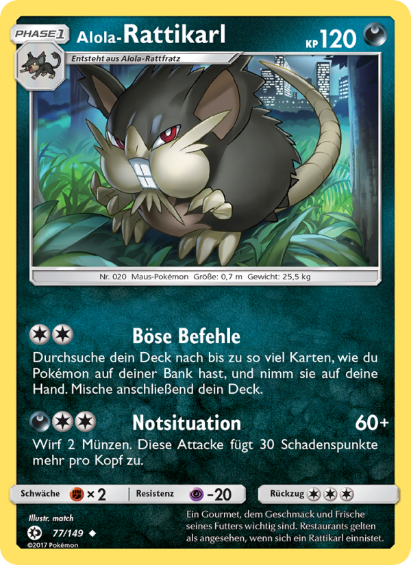 Alola-Rattikarl 77 — Sun & Moon (German Pokémon TCG card)