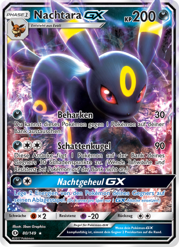 Nachtara GX 80 — Sun & Moon (German Pokémon TCG card)