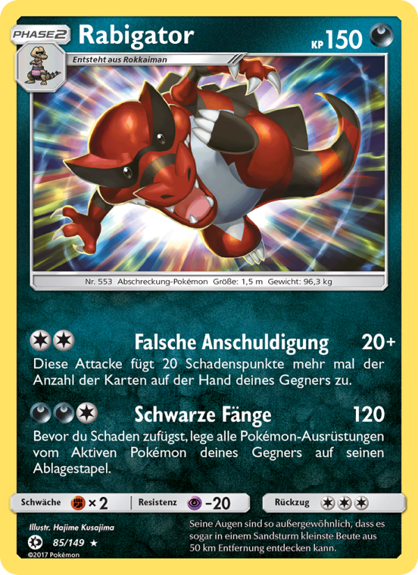 Rabigator 85 — Sun & Moon (German Pokémon TCG card)