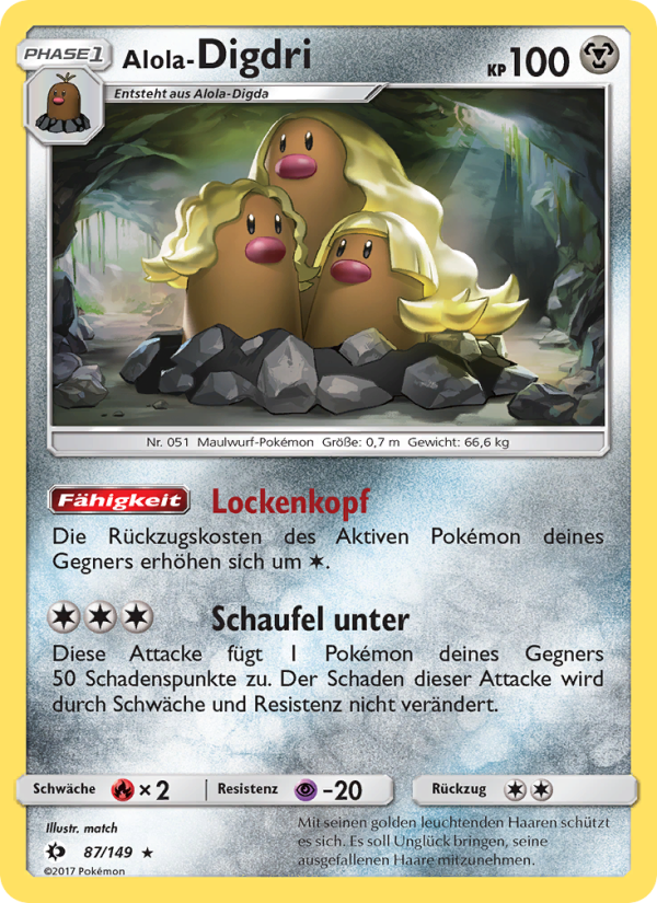 Alola-Digdri 87 — Sun & Moon (German Pokémon TCG card)