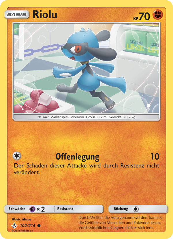 Riolu 102 — Unbroken Bonds (German Pokémon TCG card)