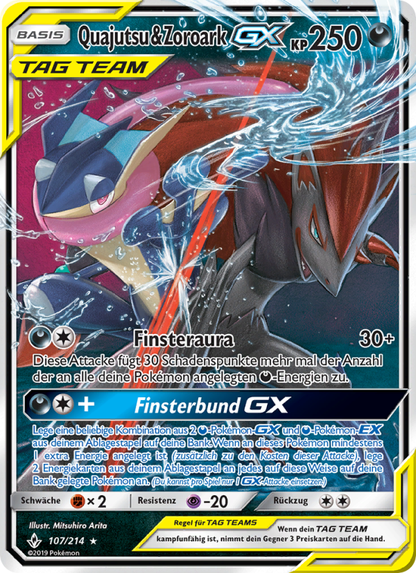 Quajutsu & Zoroark GX 107 — Unbroken Bonds (German Pokémon TCG card)