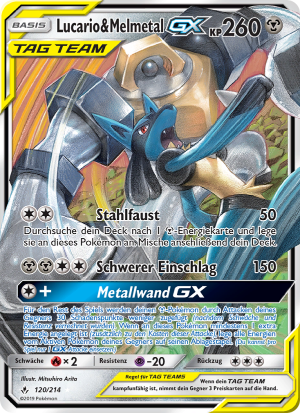 Lucario & Melmetal GX 120 — Unbroken Bonds (German Pokémon TCG card)
