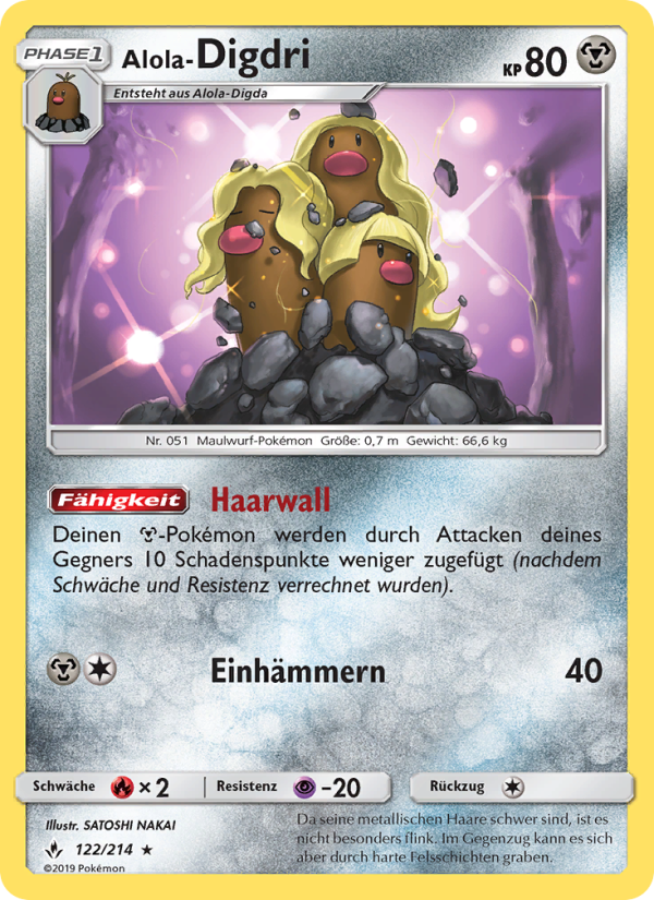 Alola-Digdri 122 — Unbroken Bonds (German Pokémon TCG card)