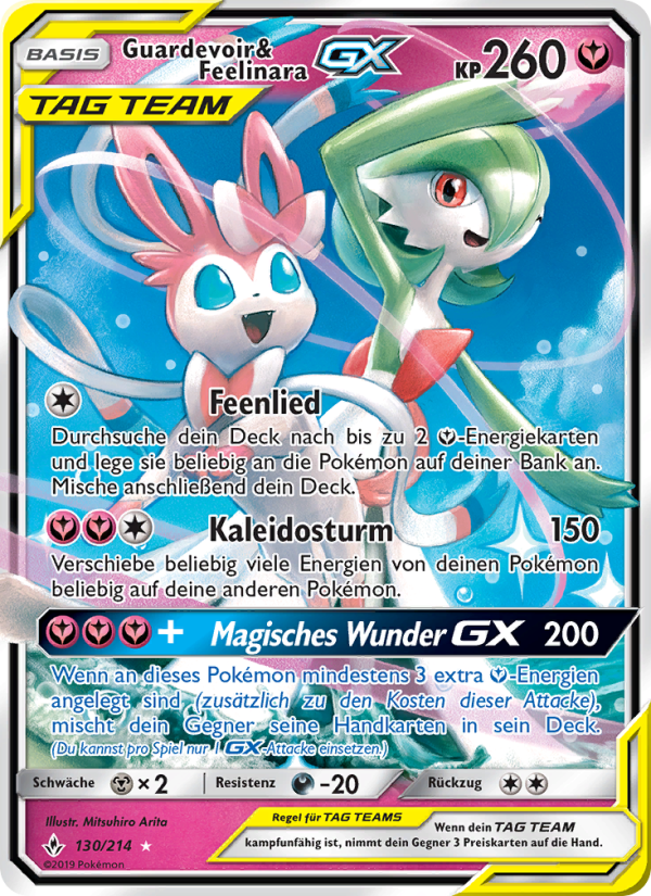 Guardevoir & Feelinara GX 130 — Unbroken Bonds (German Pokémon TCG card)