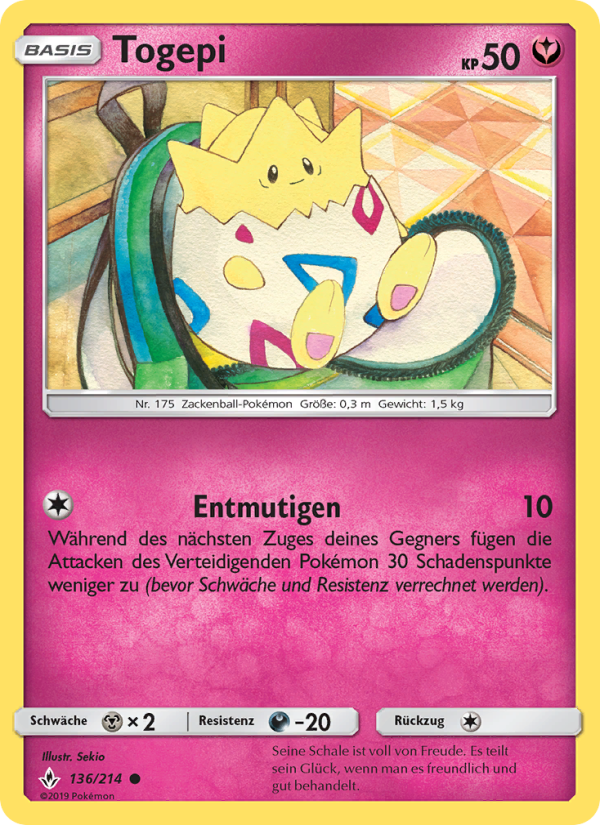 Togepi 136 — Unbroken Bonds (German Pokémon TCG card)