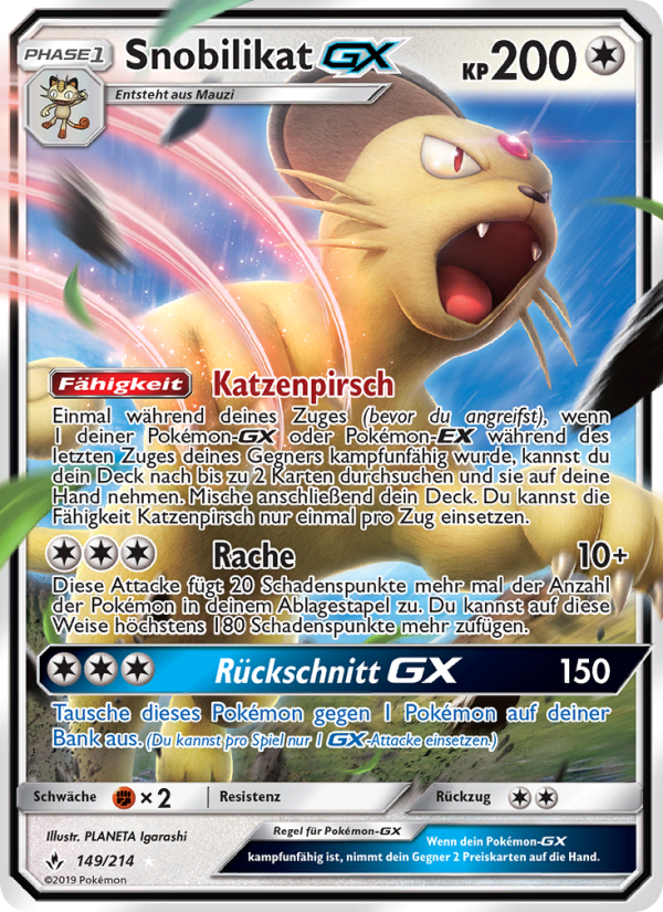 Snobilikat GX 149 — Unbroken Bonds (German Pokémon TCG card)