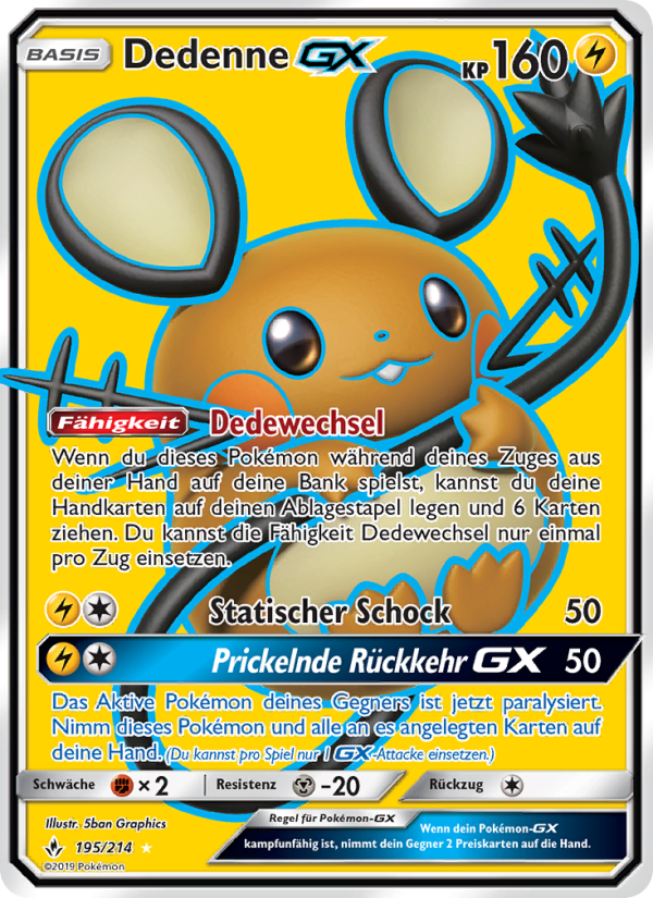 Dedenne GX 195 — Unbroken Bonds (German Pokémon TCG card)