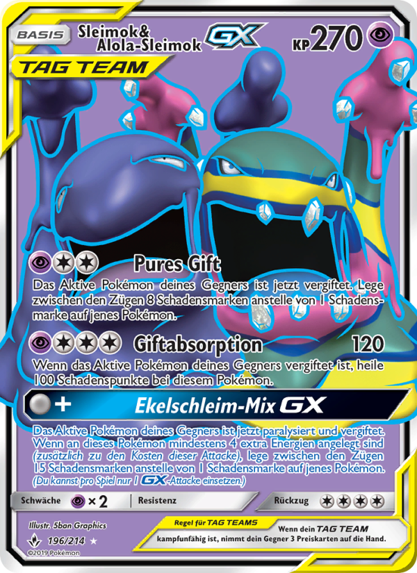 Sleimok & Alola-Sleimok GX 196 — Unbroken Bonds (German Pokémon TCG card)