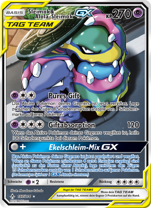 Sleimok & Alola-Sleimok GX 197 — Unbroken Bonds (German Pokémon TCG card)