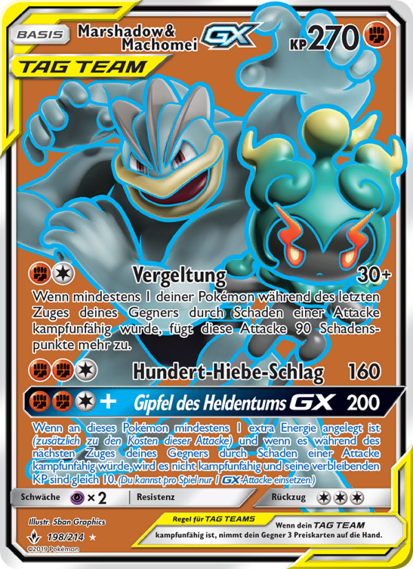 Marshadow & Machomei GX 198 — Unbroken Bonds (German Pokémon TCG card)