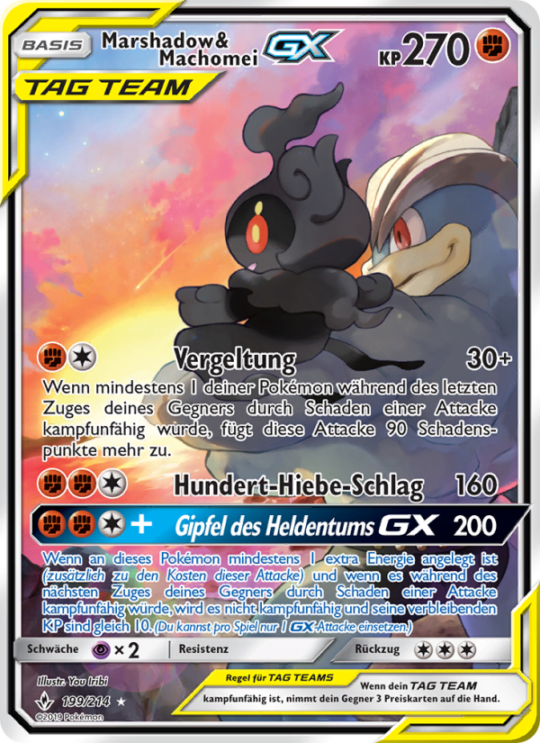 Marshadow & Machomei GX 199 — Unbroken Bonds (German Pokémon TCG card)