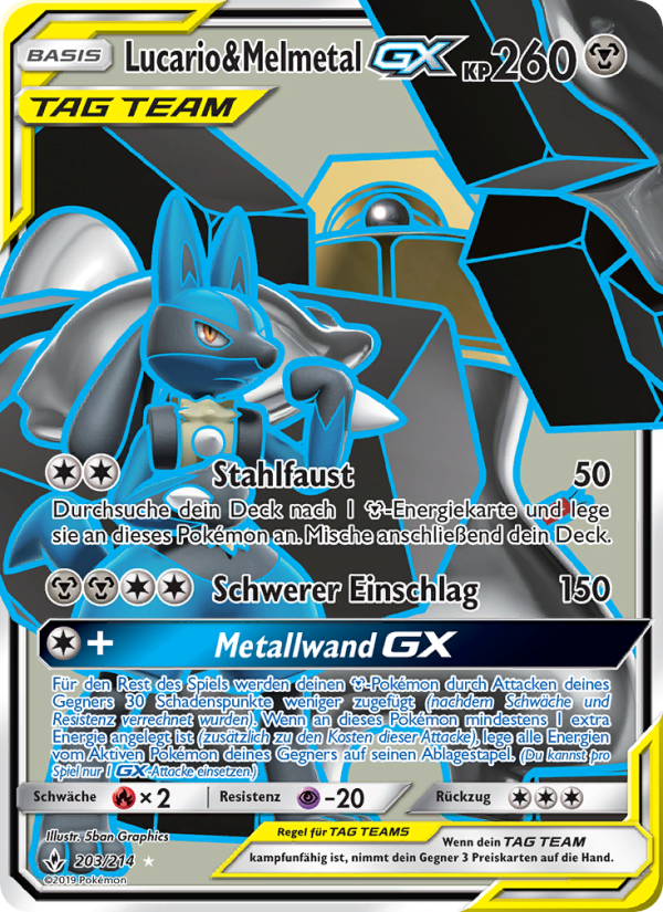 Lucario & Melmetal GX 203 — Unbroken Bonds (German Pokémon TCG card)