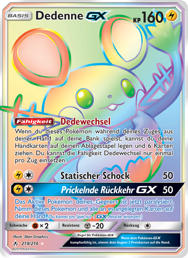Dedenne GX 219 — Unbroken Bonds (German Pokémon TCG card)