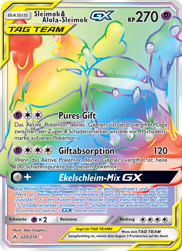 Sleimok & Alola-Sleimok GX 220 — Unbroken Bonds (German Pokémon TCG card)