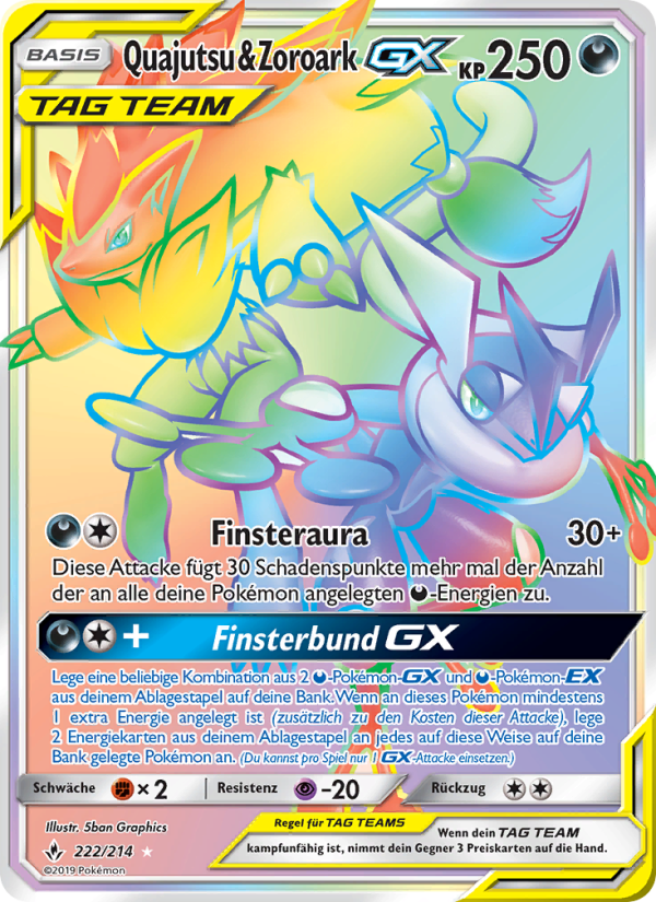 Quajutsu & Zoroark GX 222 — Unbroken Bonds (German Pokémon TCG card)