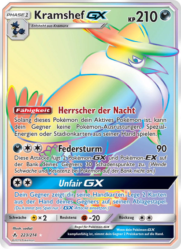 Kramshef GX 223 — Unbroken Bonds (German Pokémon TCG card)