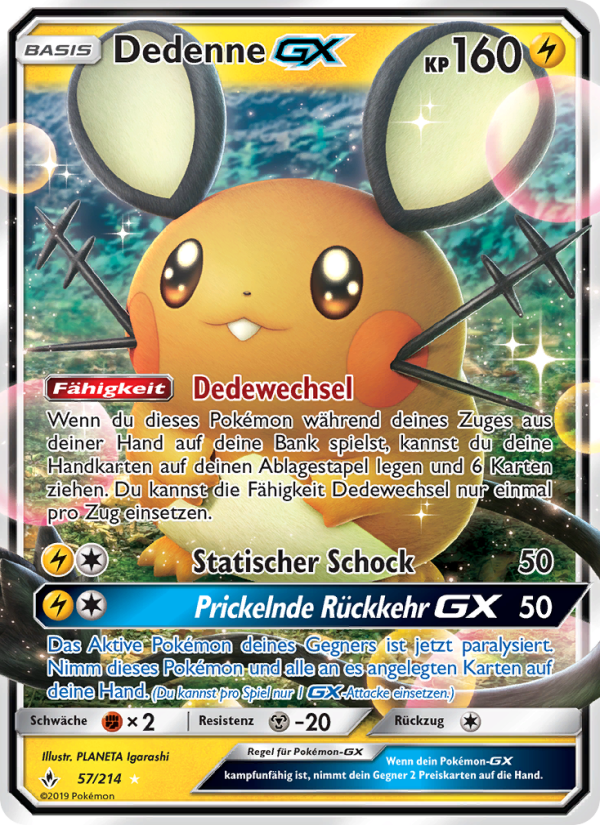 Dedenne GX 57 — Unbroken Bonds (German Pokémon TCG card)