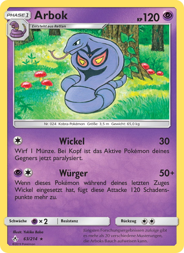 Arbok 63 — Unbroken Bonds (German Pokémon TCG card)