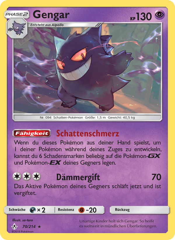Gengar 70 — Unbroken Bonds (German Pokémon TCG card)
