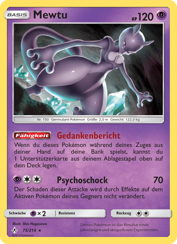Mewtu 75 — Unbroken Bonds (German Pokémon TCG card)