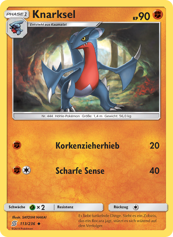 Knarksel 113 — Unified Minds (German Pokémon TCG card)