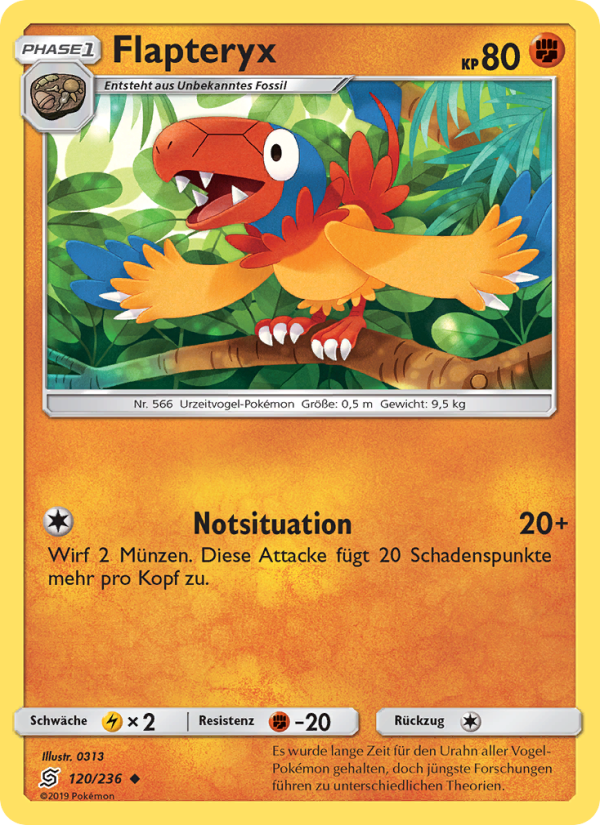Flapteryx 120 — Unified Minds (German Pokémon TCG card)