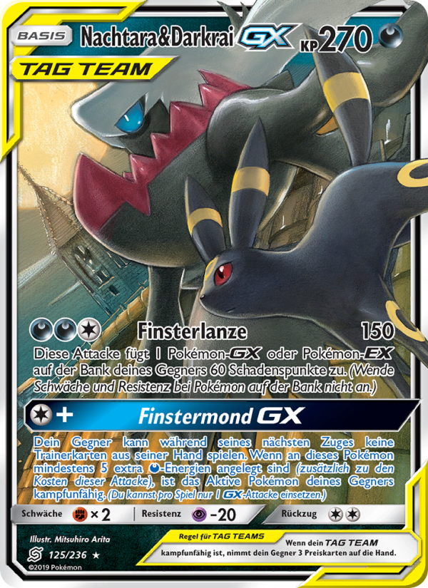 Nachtara & Darkrai GX 125 — Unified Minds (German Pokémon TCG card)